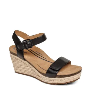 Aetrex Sydney Escarpin à Bride Quartier Wedge Espadrille pour Femme en Noir