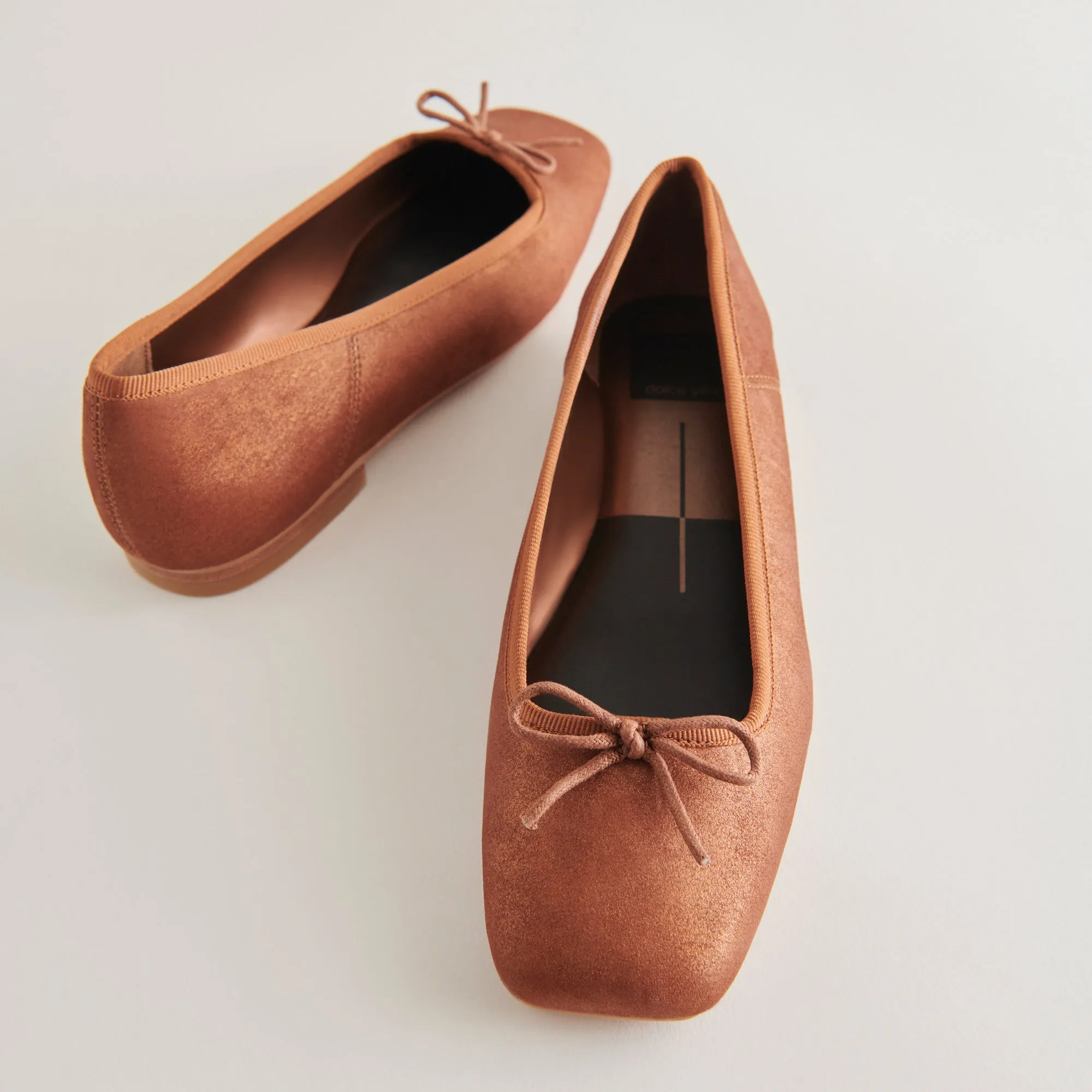 BALLERINES ANISA CUIR SUÉDÉ MÉTALLISÉ CUIVRÉ
