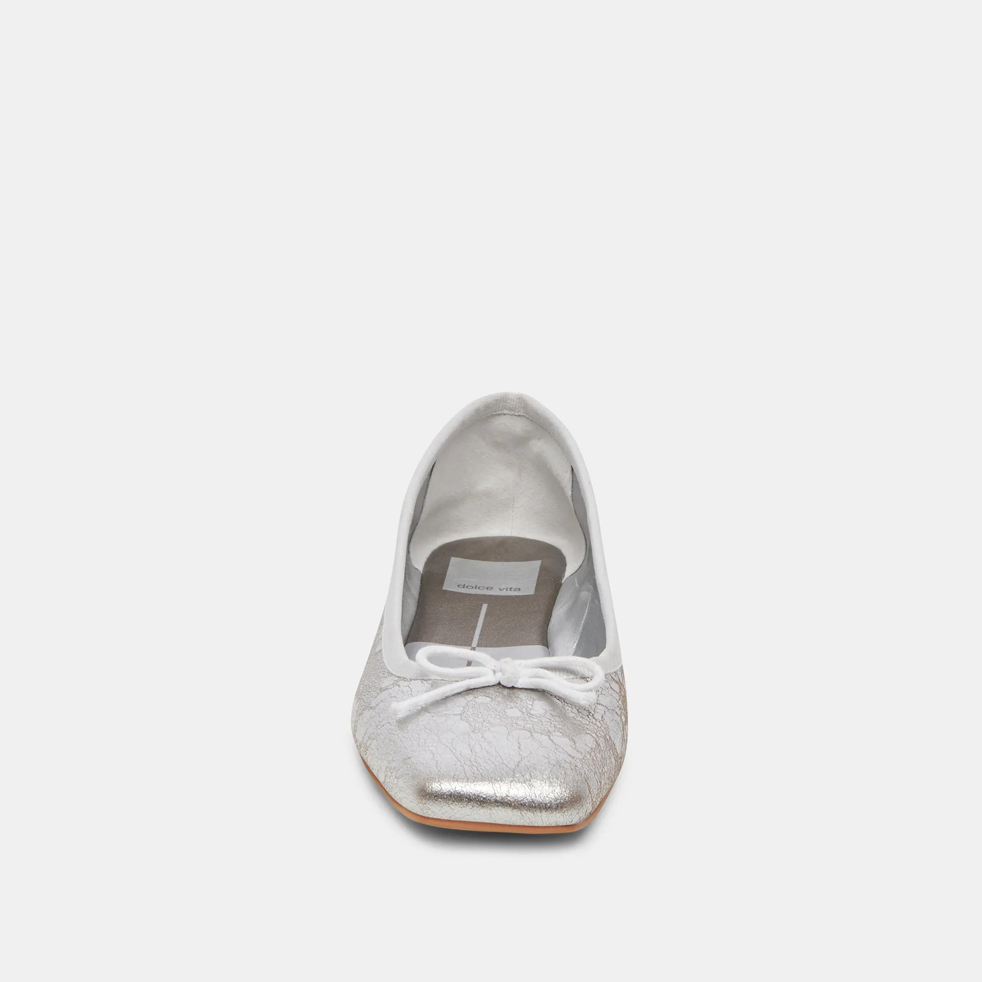 BALLERINES LARGES ANISA EN CUIR ARGENTÉ VIEILLI