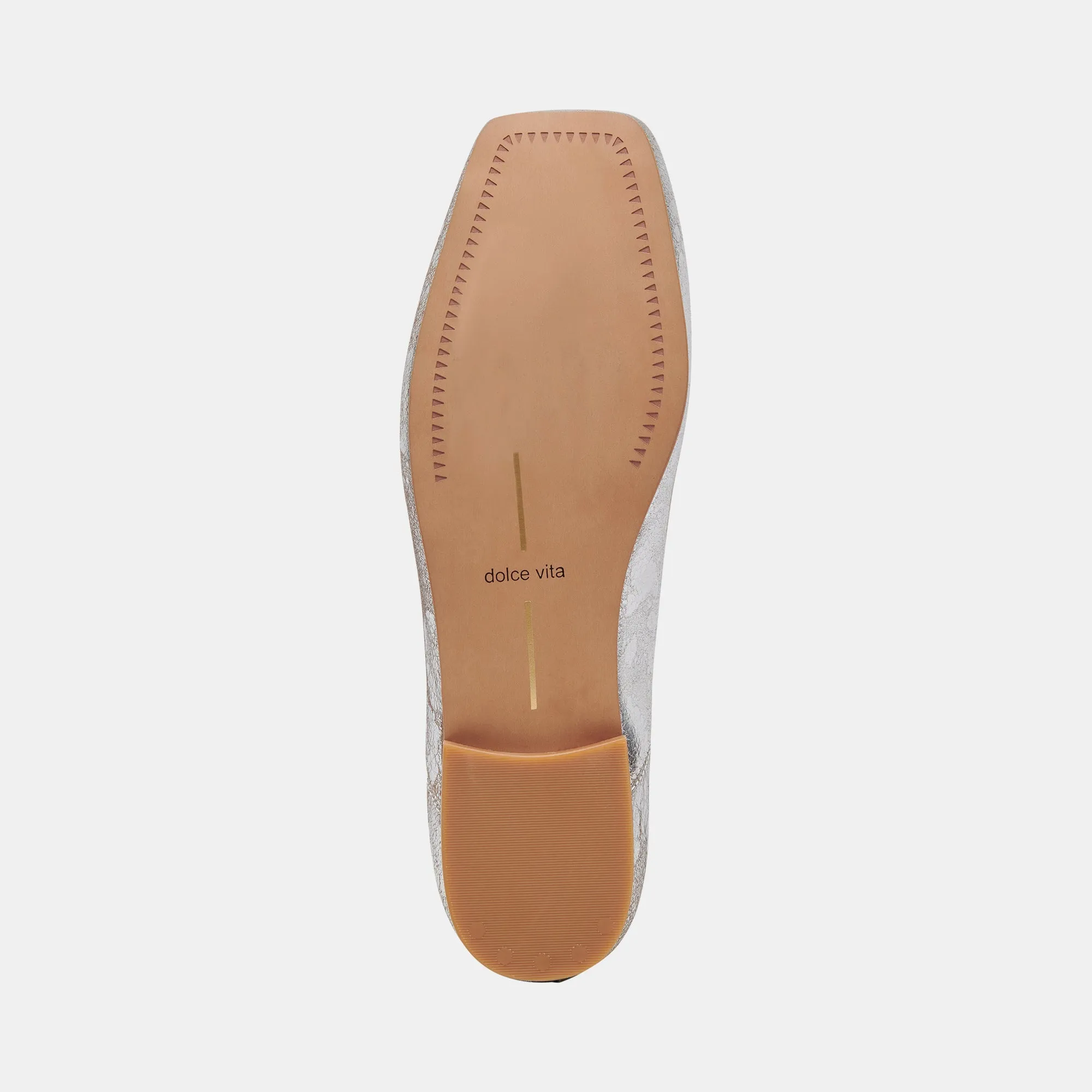 BALLERINES LARGES ANISA EN CUIR ARGENTÉ VIEILLI
