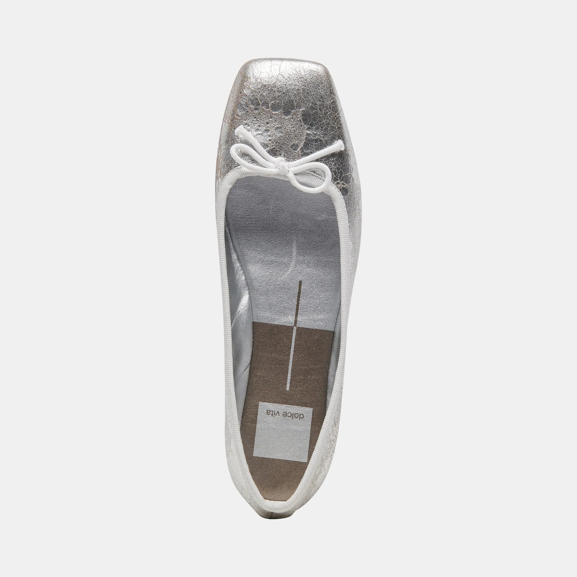 BALLERINES LARGES ANISA EN CUIR ARGENTÉ VIEILLI