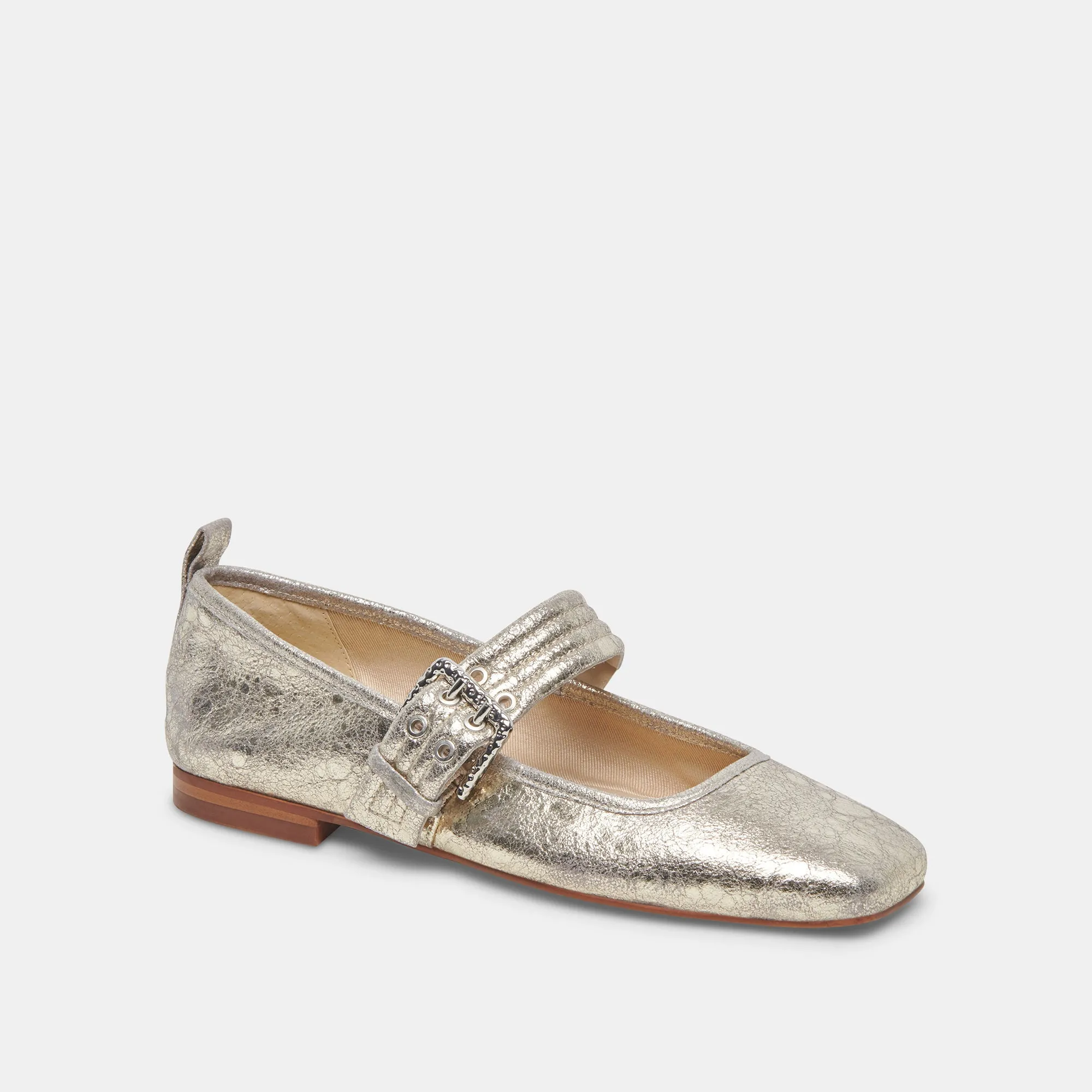 BALLERINES ARORA EN CUIR PLATINE VIEILLI