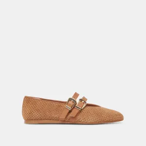 BAYLEE BALLERINES NOIX PÉCAN SUÈDE PERFORÉ