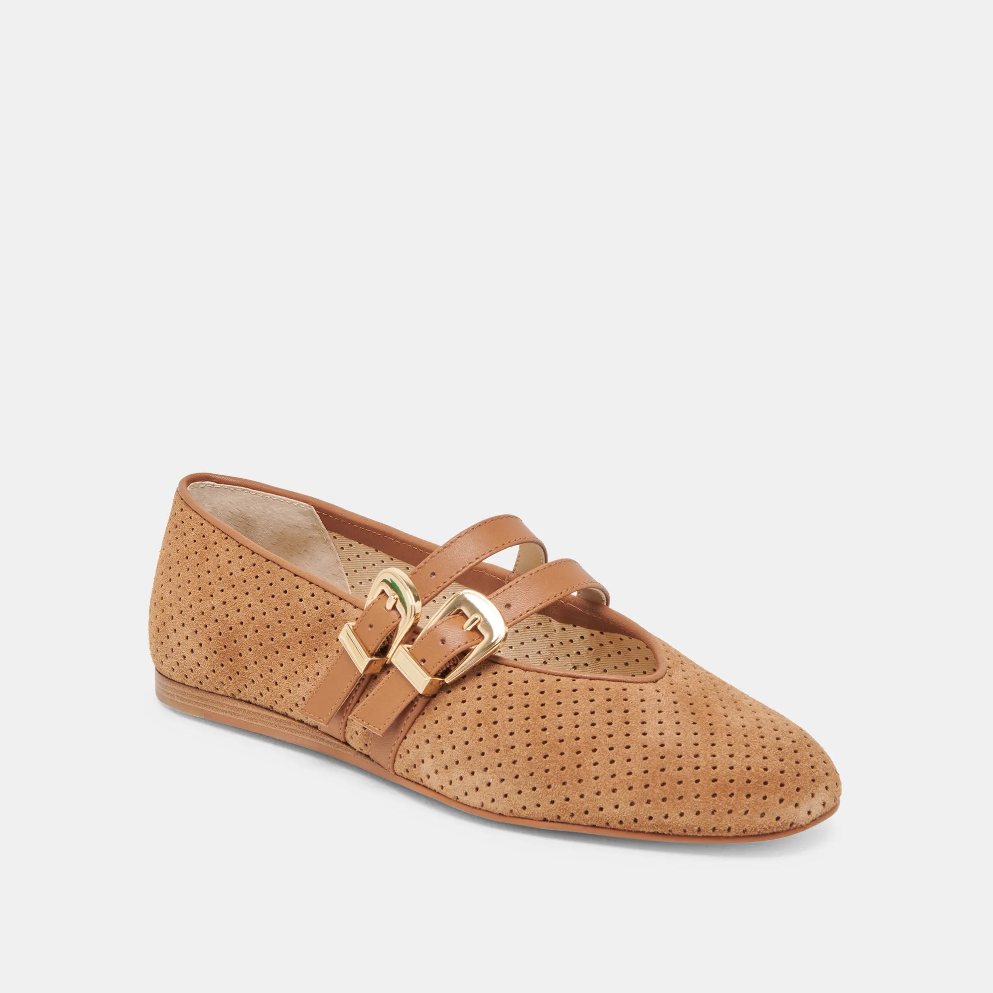 BAYLEE BALLERINES NOIX PÉCAN SUÈDE PERFORÉ