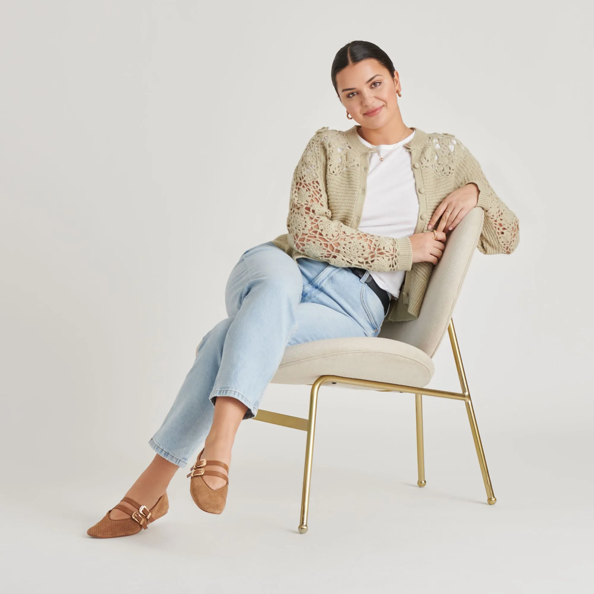 BAYLEE BALLERINES NOIX PÉCAN SUÈDE PERFORÉ