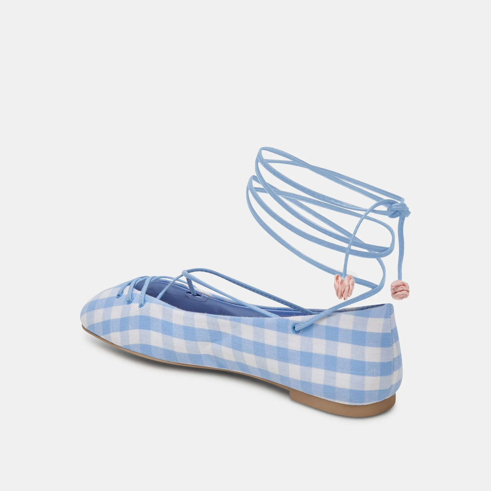 BEATE BALLET FLATS BLANC BLEU À CARREAUX