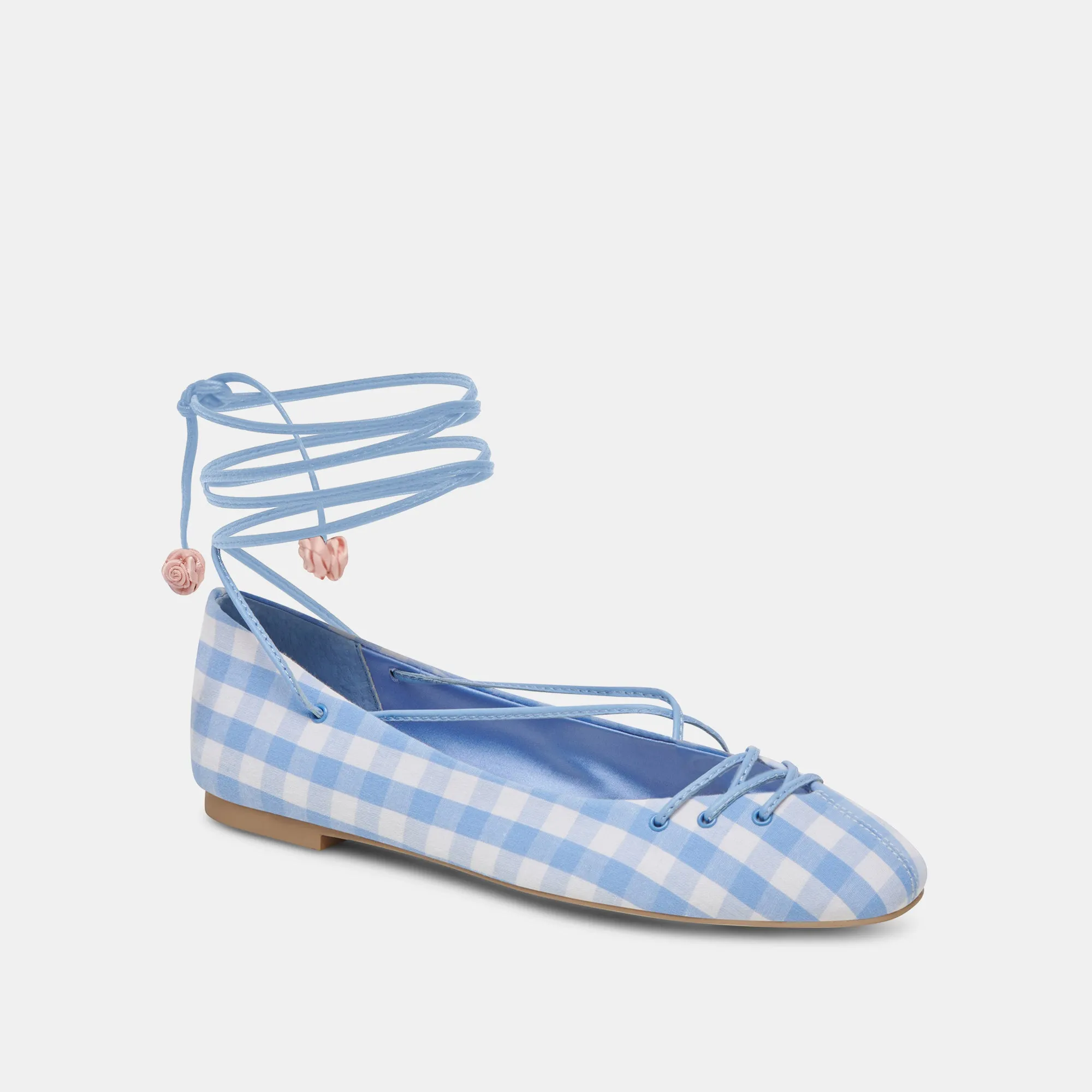 BEATE BALLET FLATS BLANC BLEU À CARREAUX