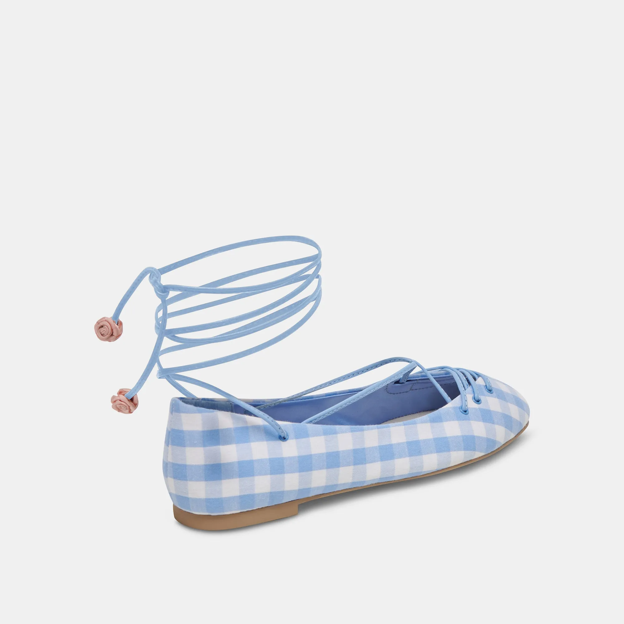 BEATE BALLET FLATS BLANC BLEU À CARREAUX