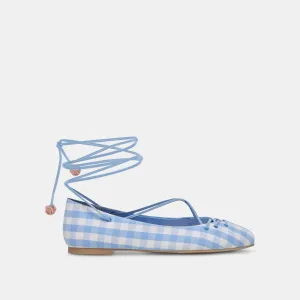 BEATE BALLET FLATS BLANC BLEU À CARREAUX