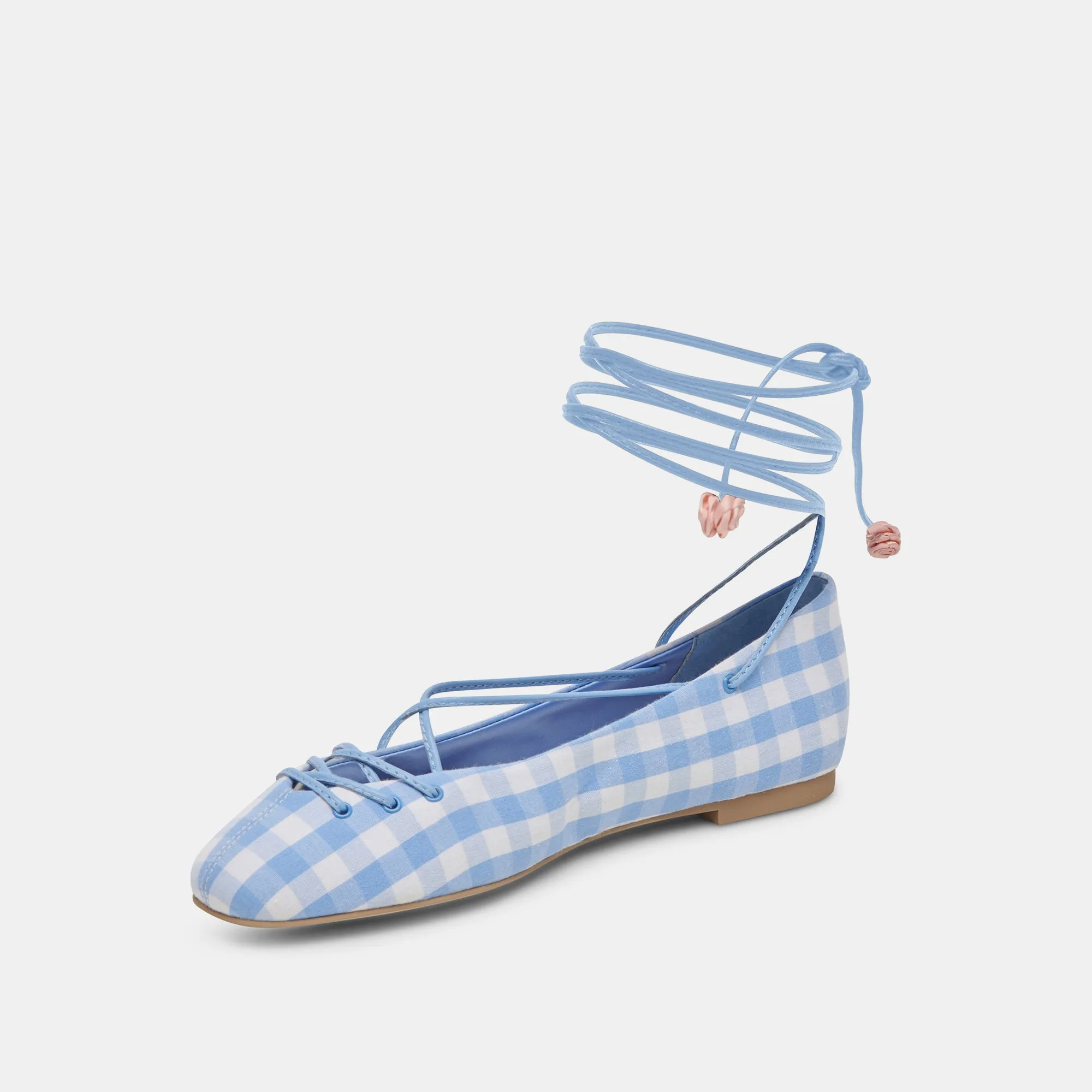 BEATE BALLET FLATS BLANC BLEU À CARREAUX