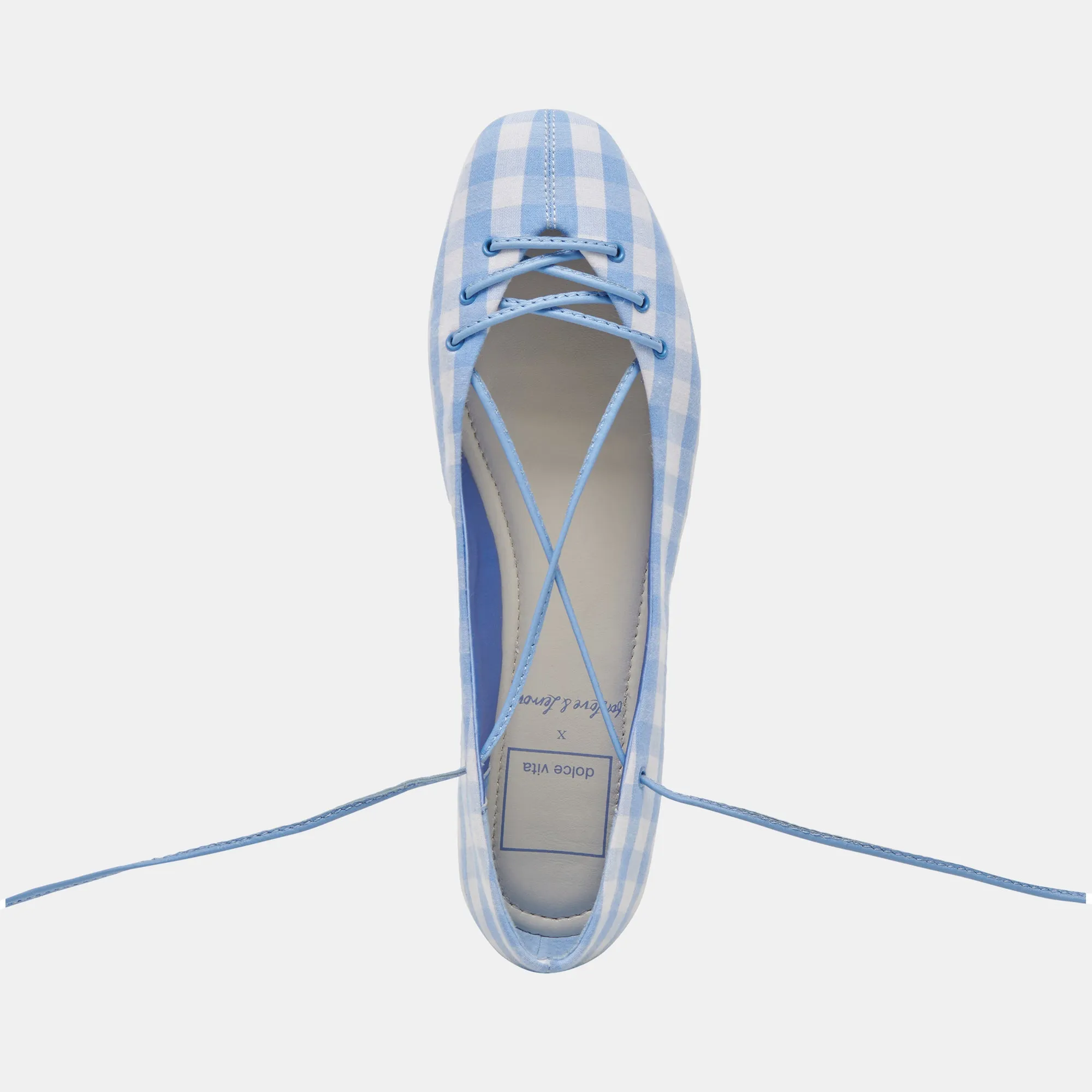 BEATE BALLET FLATS BLANC BLEU À CARREAUX