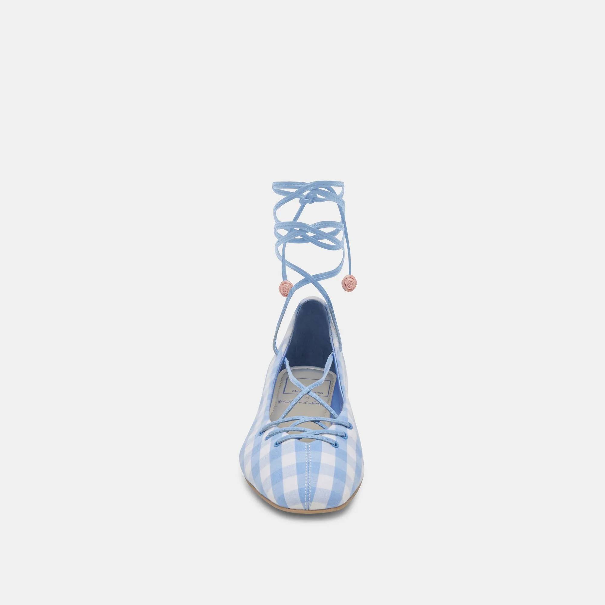 BEATE BALLET FLATS BLANC BLEU À CARREAUX