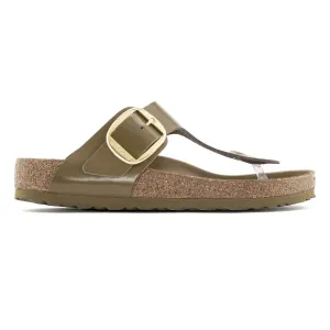 Birkenstock Femmes Gizeh Grande Boucle Cuir Naturel Brillant Chaussures Birkenstock