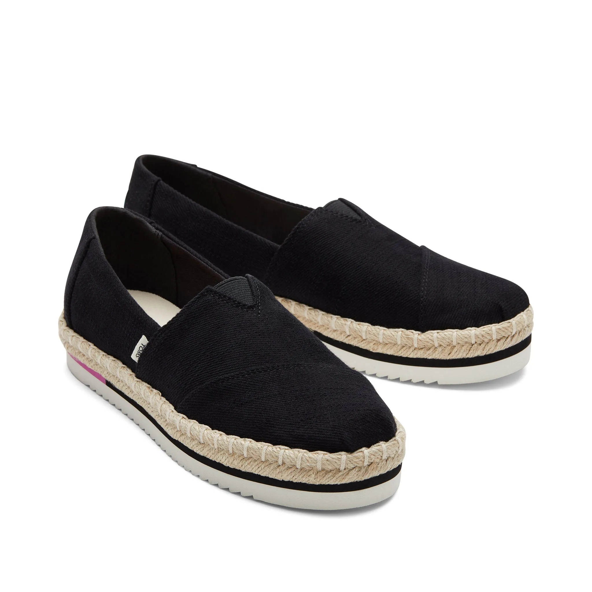 Alpargata à plateforme noire avec corde espadrille