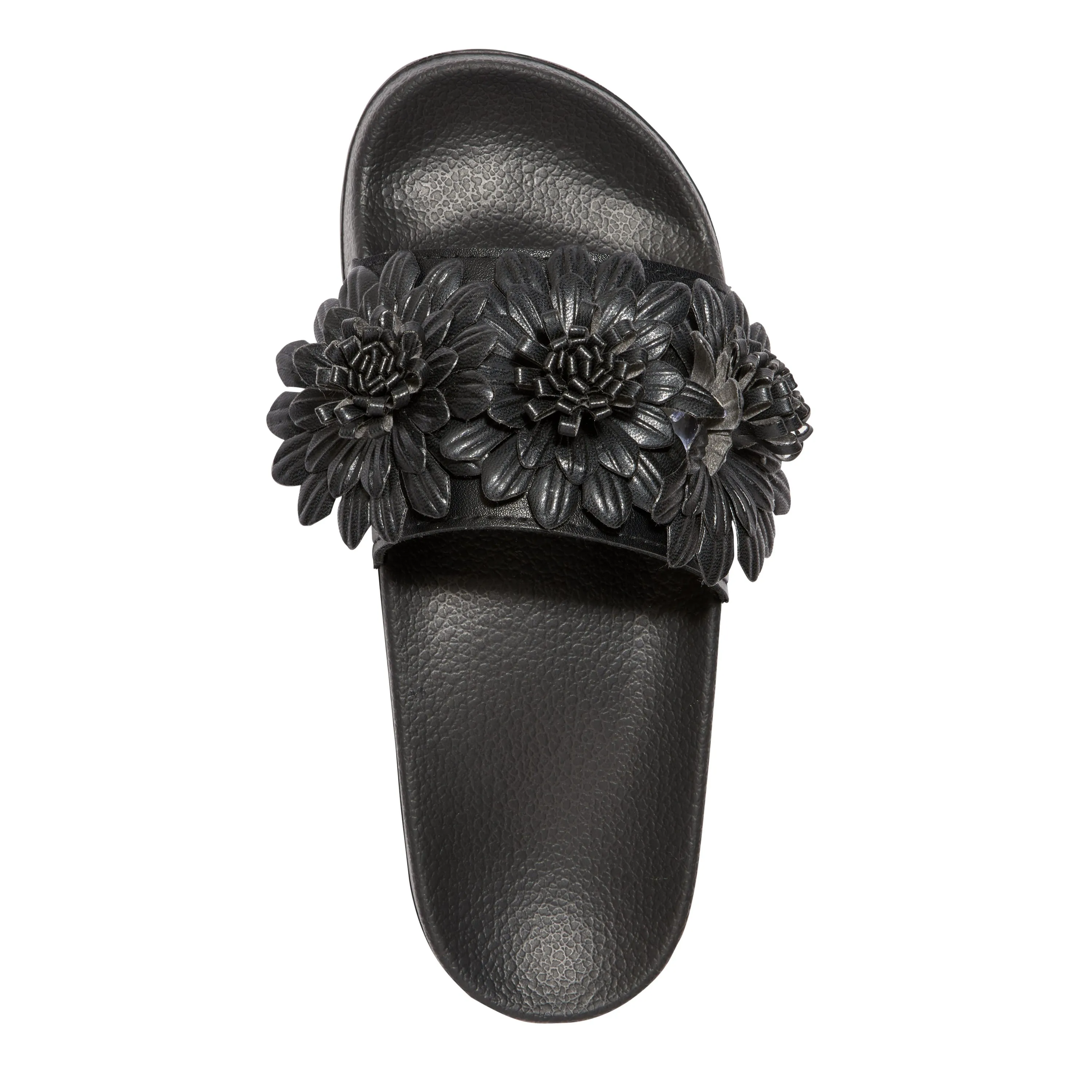 Sliders Plats à Fleurs Noires