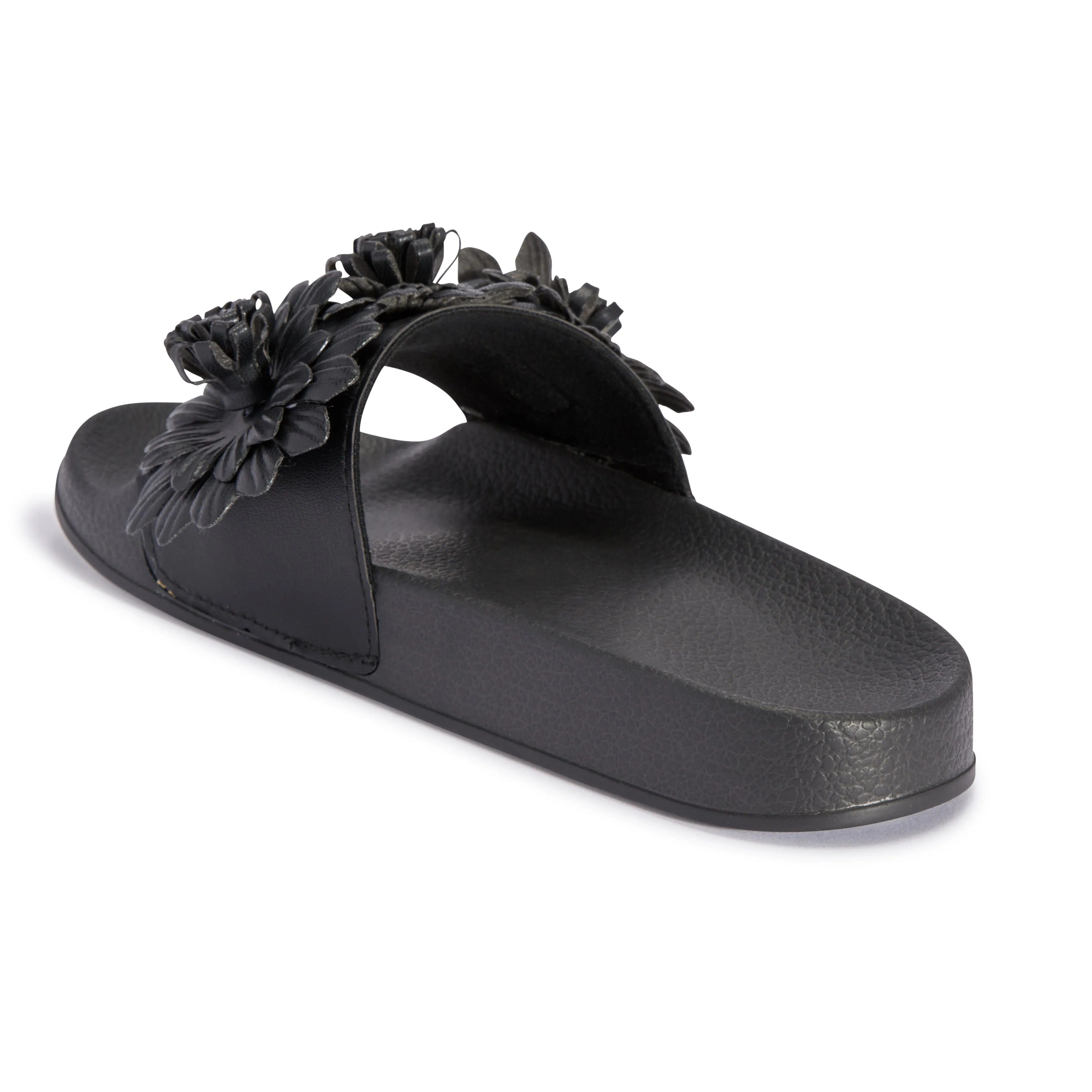 Sliders Plats à Fleurs Noires