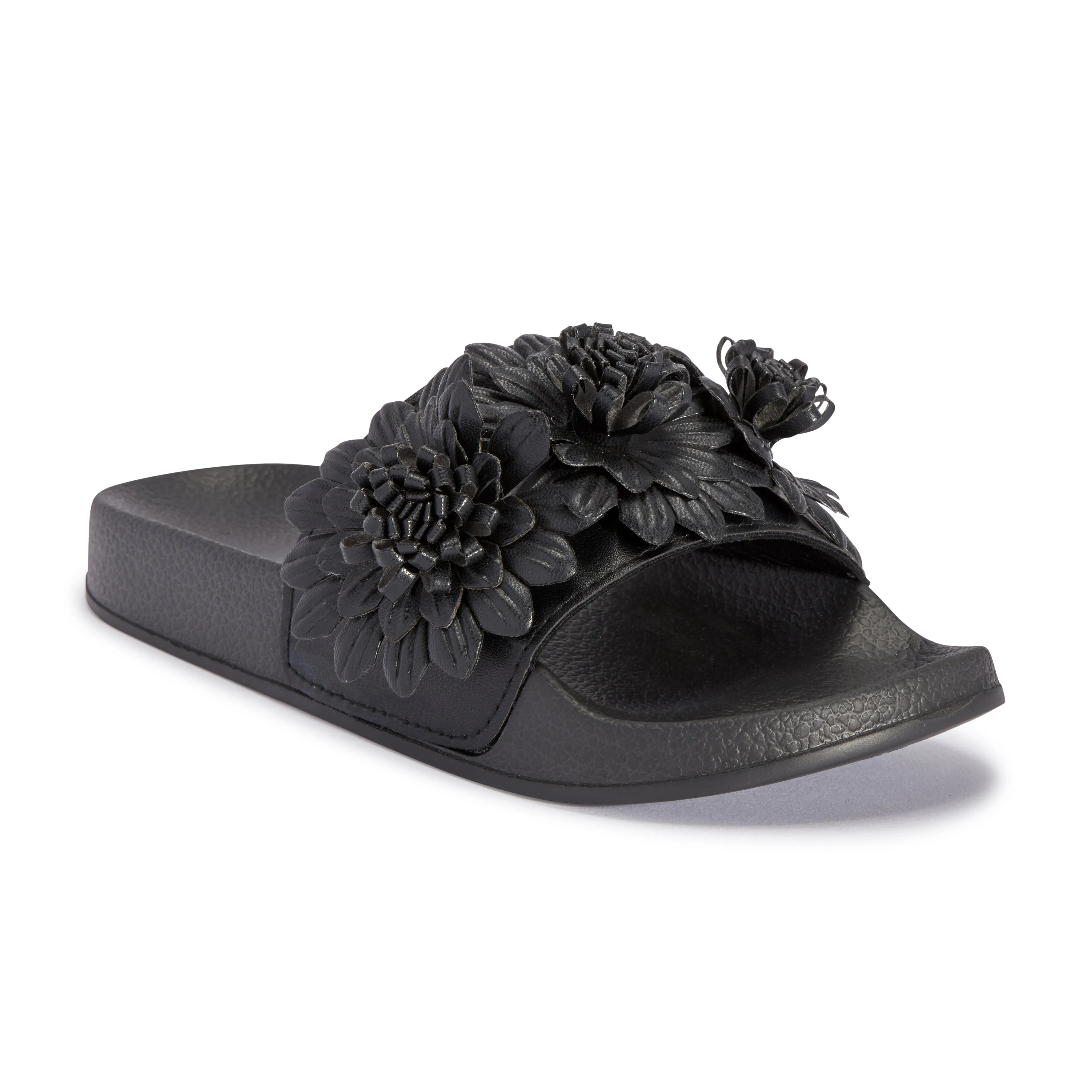 Sliders Plats à Fleurs Noires