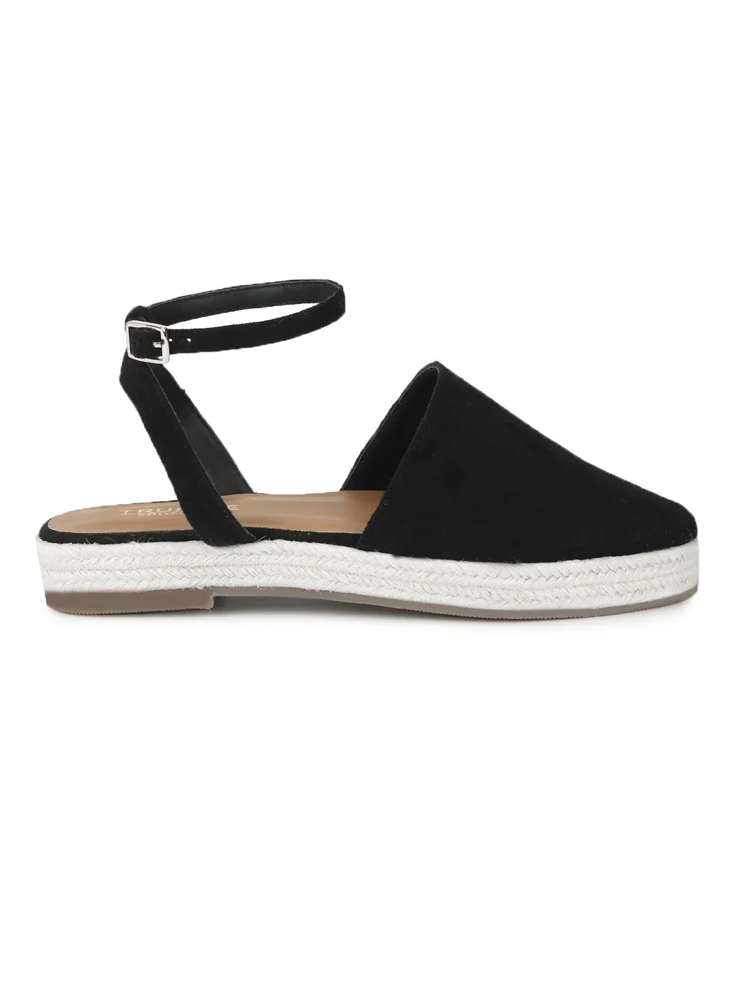 Sandales Espadrilles Plates Micro Noires