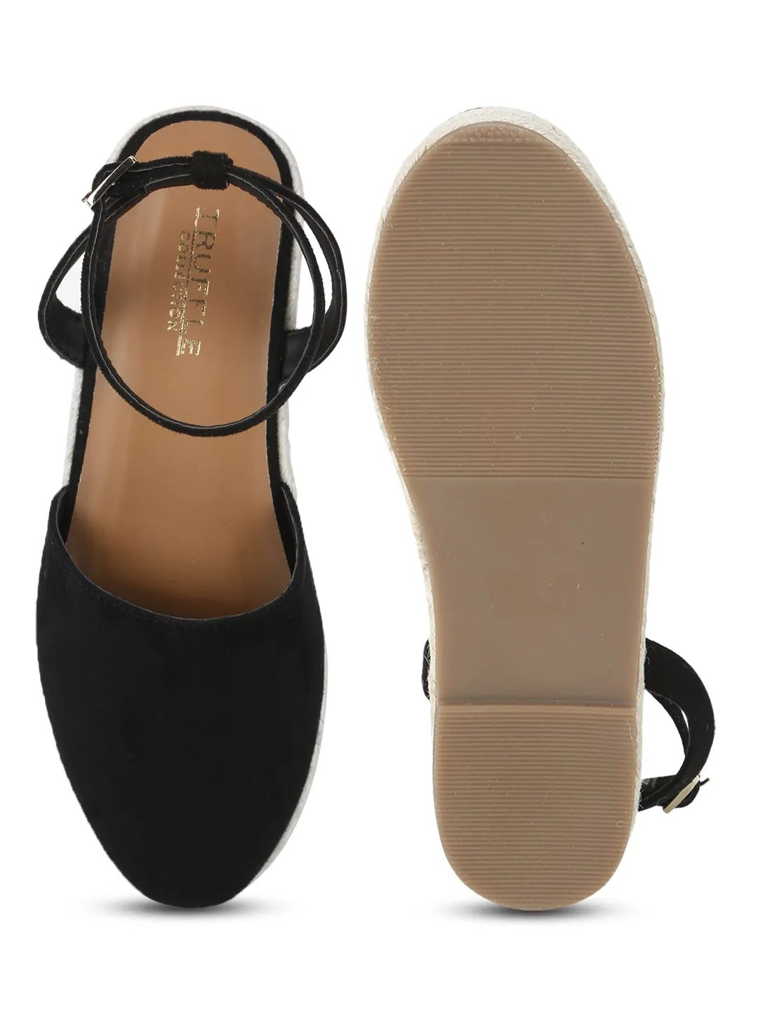 Sandales Espadrilles Plates Micro Noires