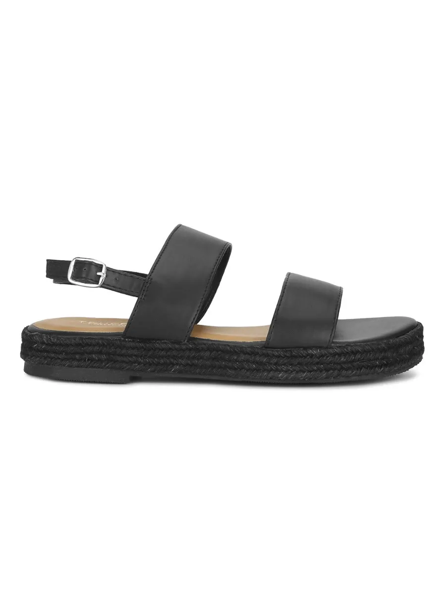 Espadrilles en jute PU noir