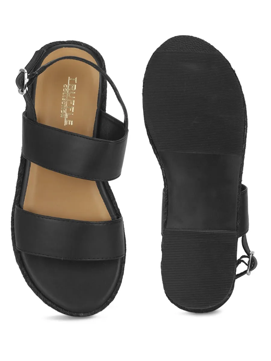 Espadrilles en jute PU noir