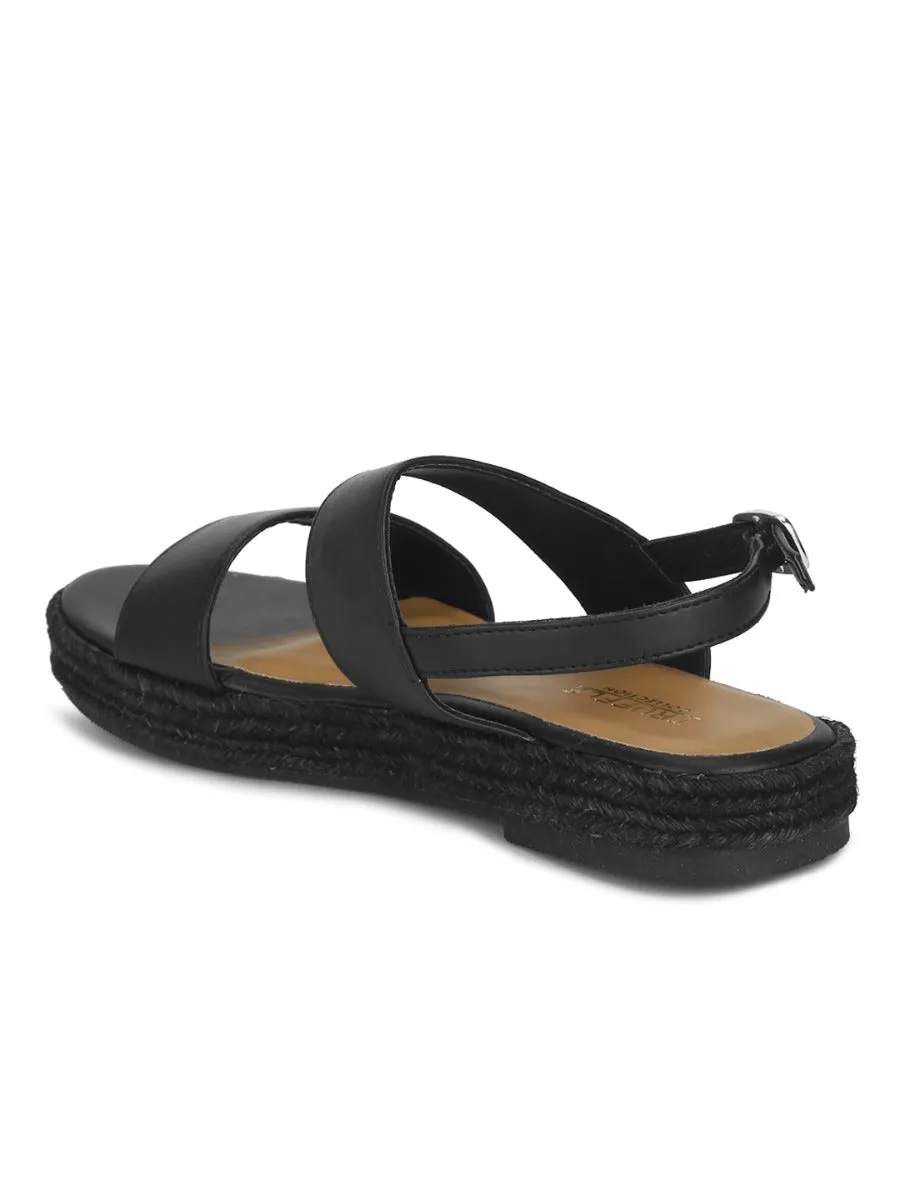 Espadrilles en jute PU noir