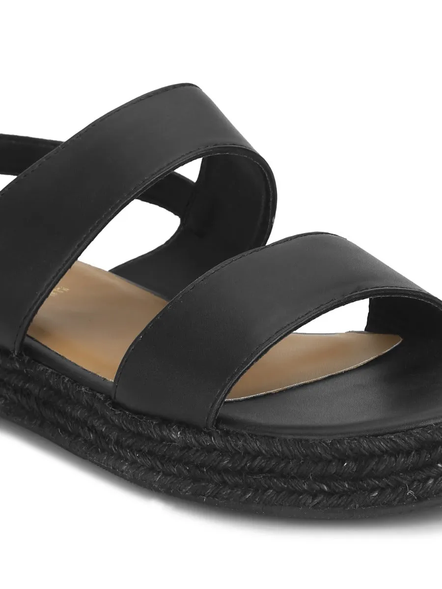 Espadrilles en jute PU noir