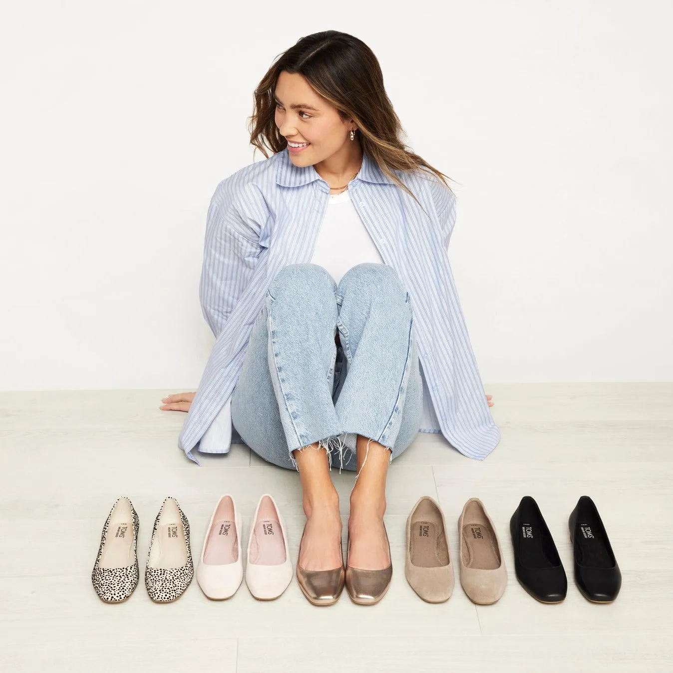 Briella Ballerine en Cuir Doré