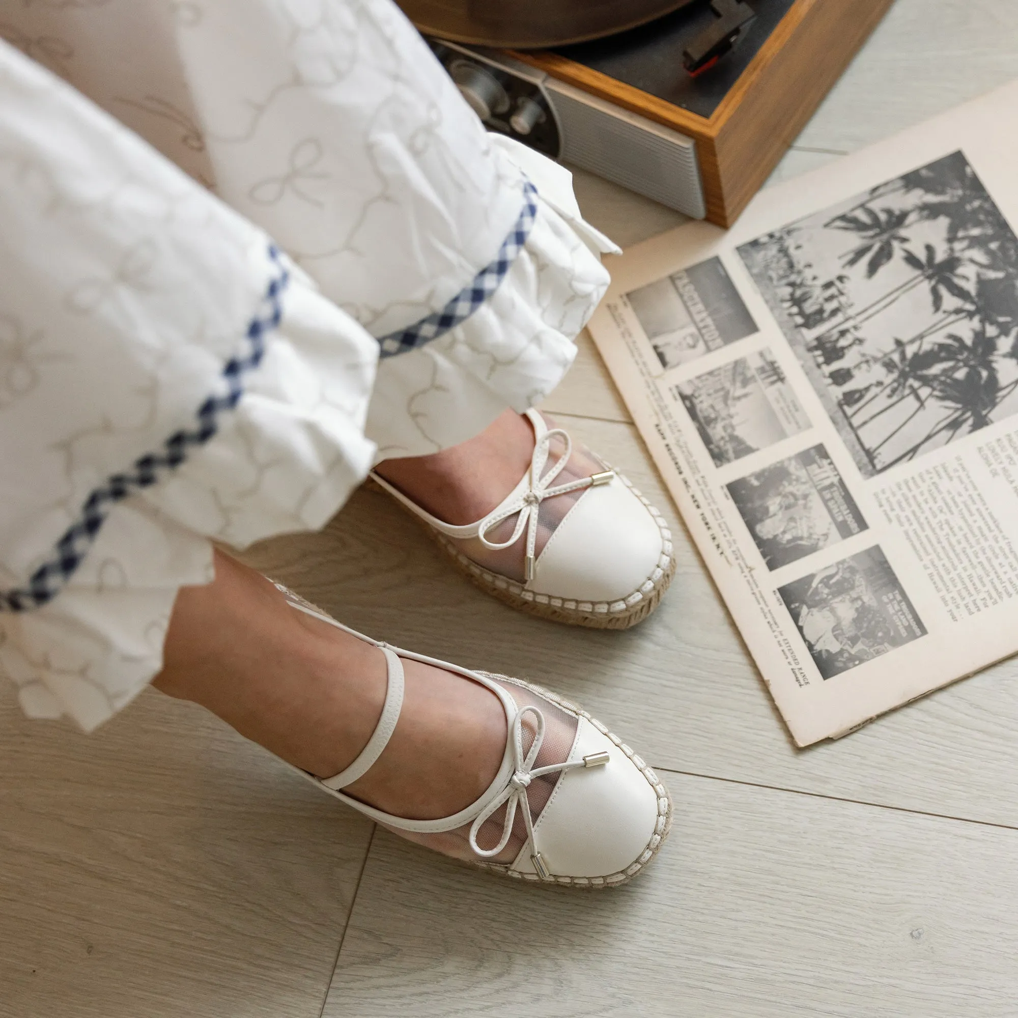 CAMBRE BALLERINES BLANCHES EN MAILLE