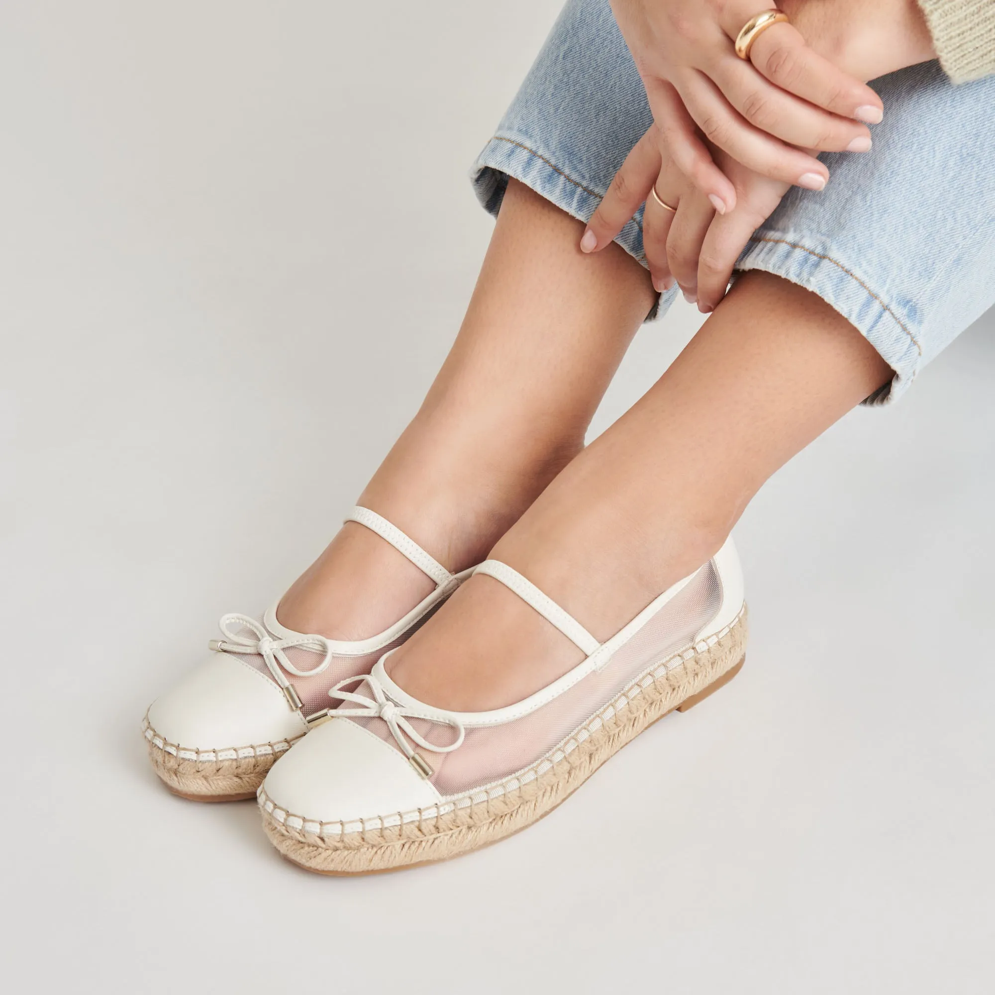 CAMBRE BALLERINES BLANCHES EN MAILLE
