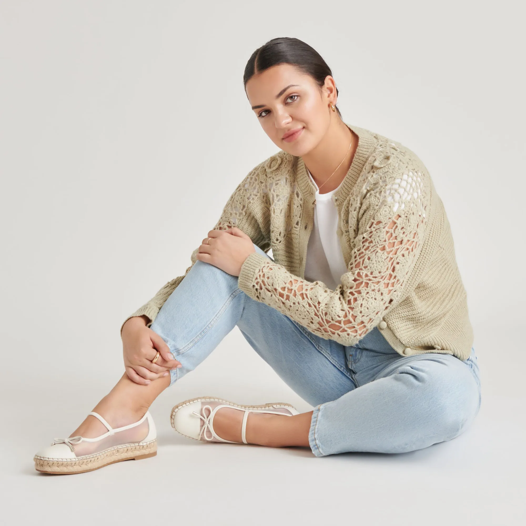 CAMBRE BALLERINES BLANCHES EN MAILLE