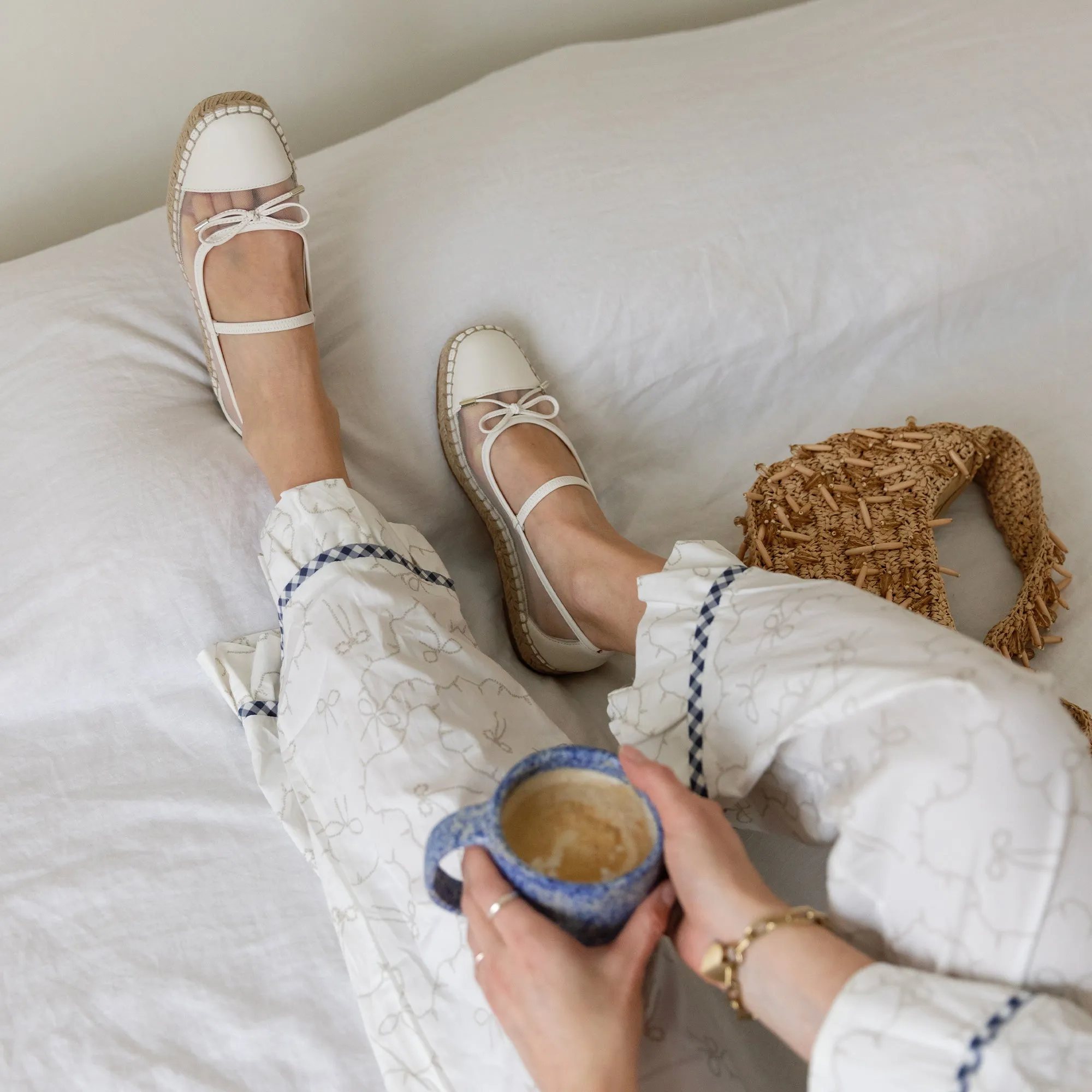 CAMBRE BALLERINES BLANCHES EN MAILLE