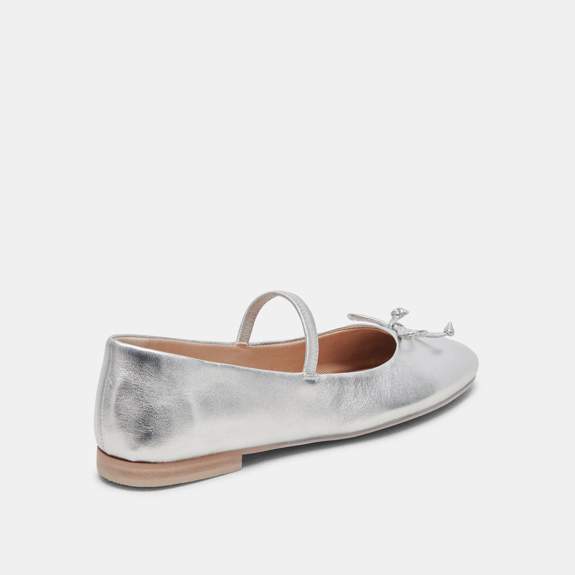 BALLERINES CARIN EN CUIR MÉTALLISÉ ARGENTÉ