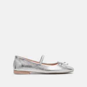 BALLERINES CARIN EN CUIR MÉTALLISÉ ARGENTÉ