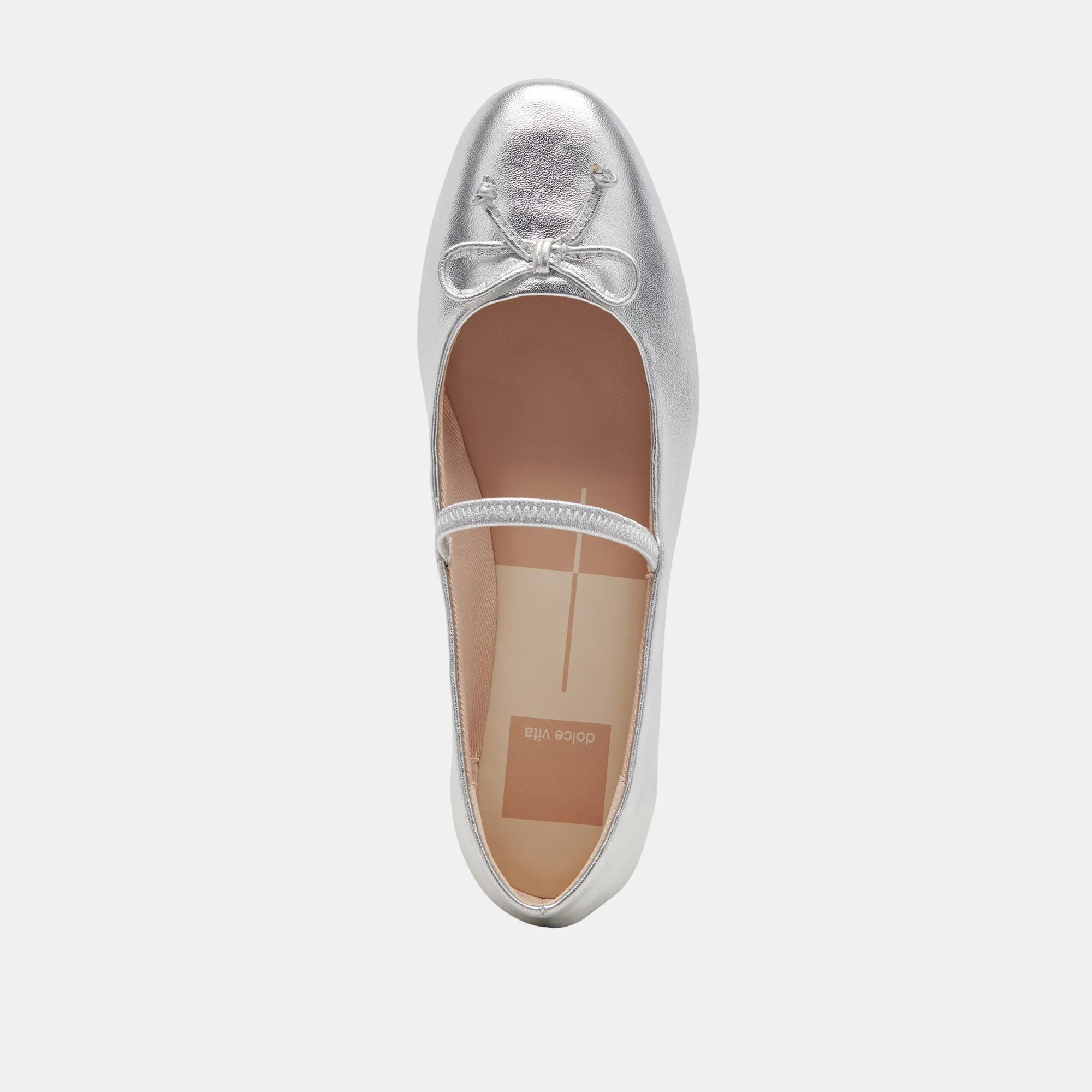 BALLERINES CARIN EN CUIR MÉTALLISÉ ARGENTÉ