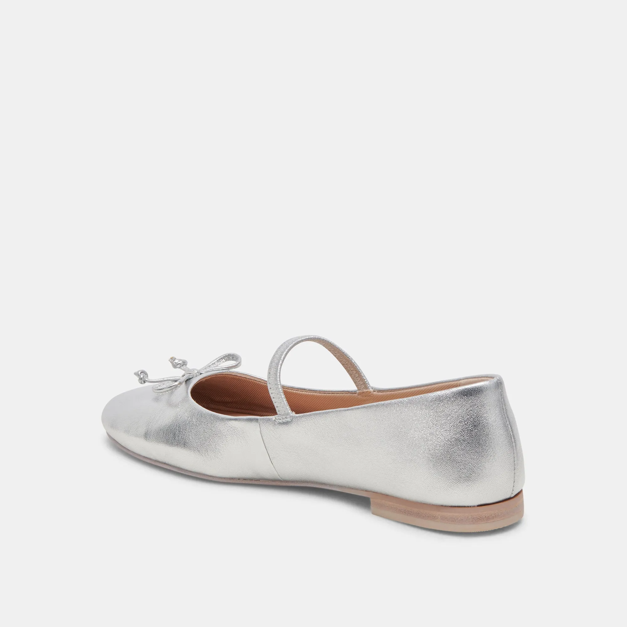 BALLERINES CARIN EN CUIR MÉTALLISÉ ARGENTÉ