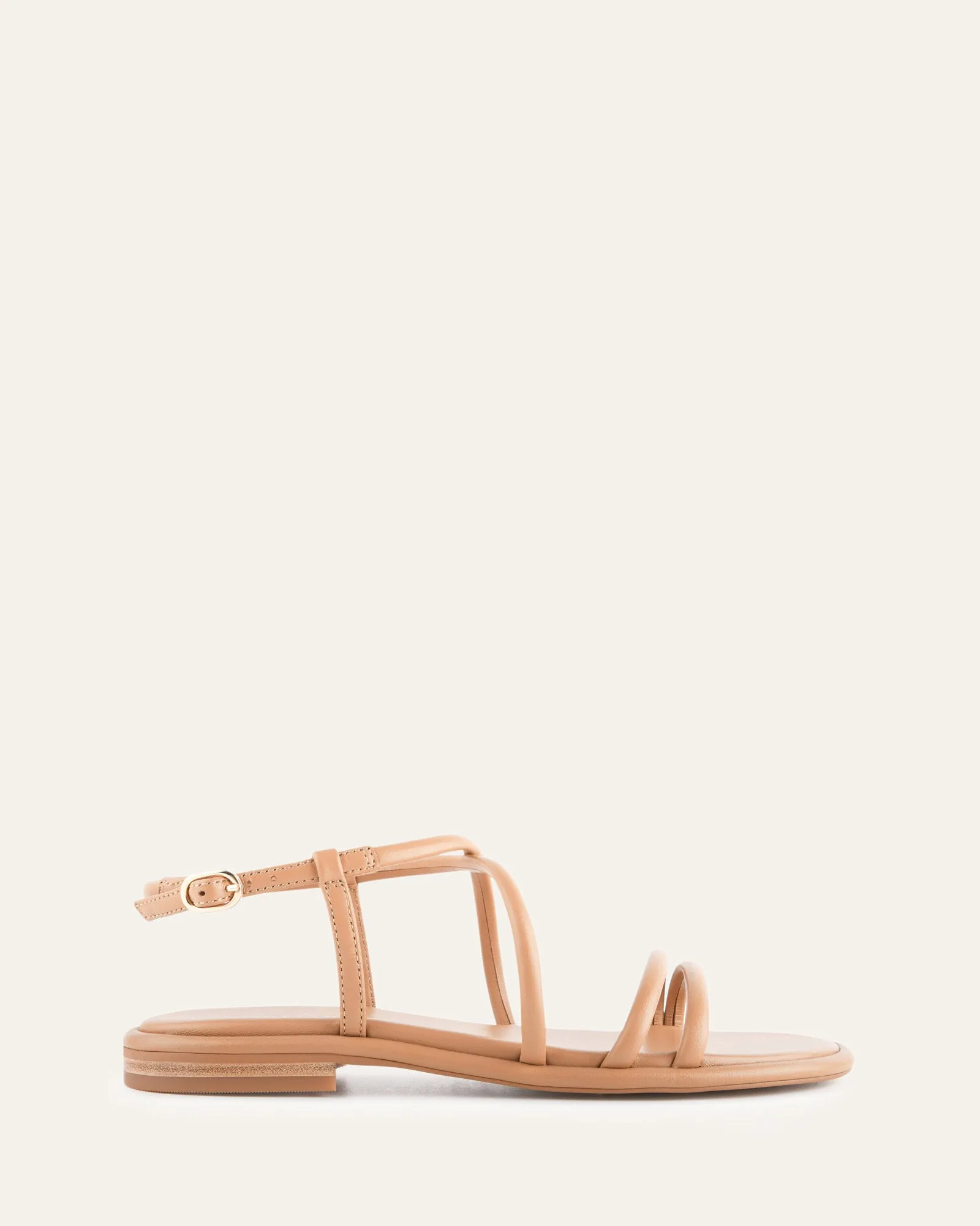 SANDALES PLATES CATALINA EN CUIR TOFFEE