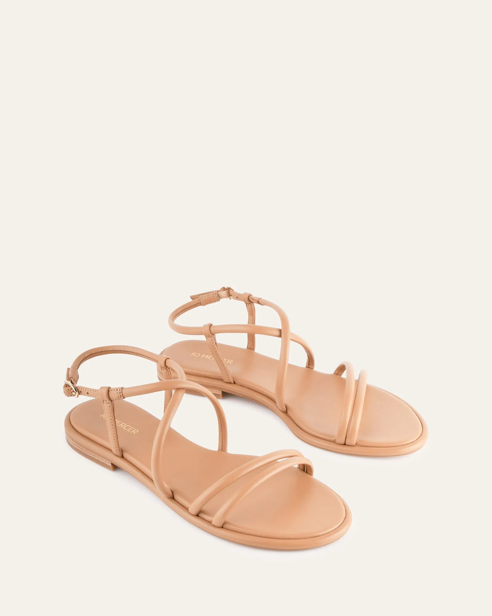 SANDALES PLATES CATALINA EN CUIR TOFFEE