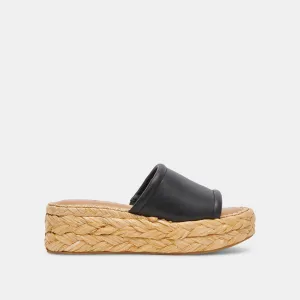 SANDALES CHAVI LARGES EN CUIR NOIR
