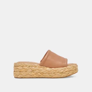 SANDALES LARGES CHAVI EN CUIR MIEL