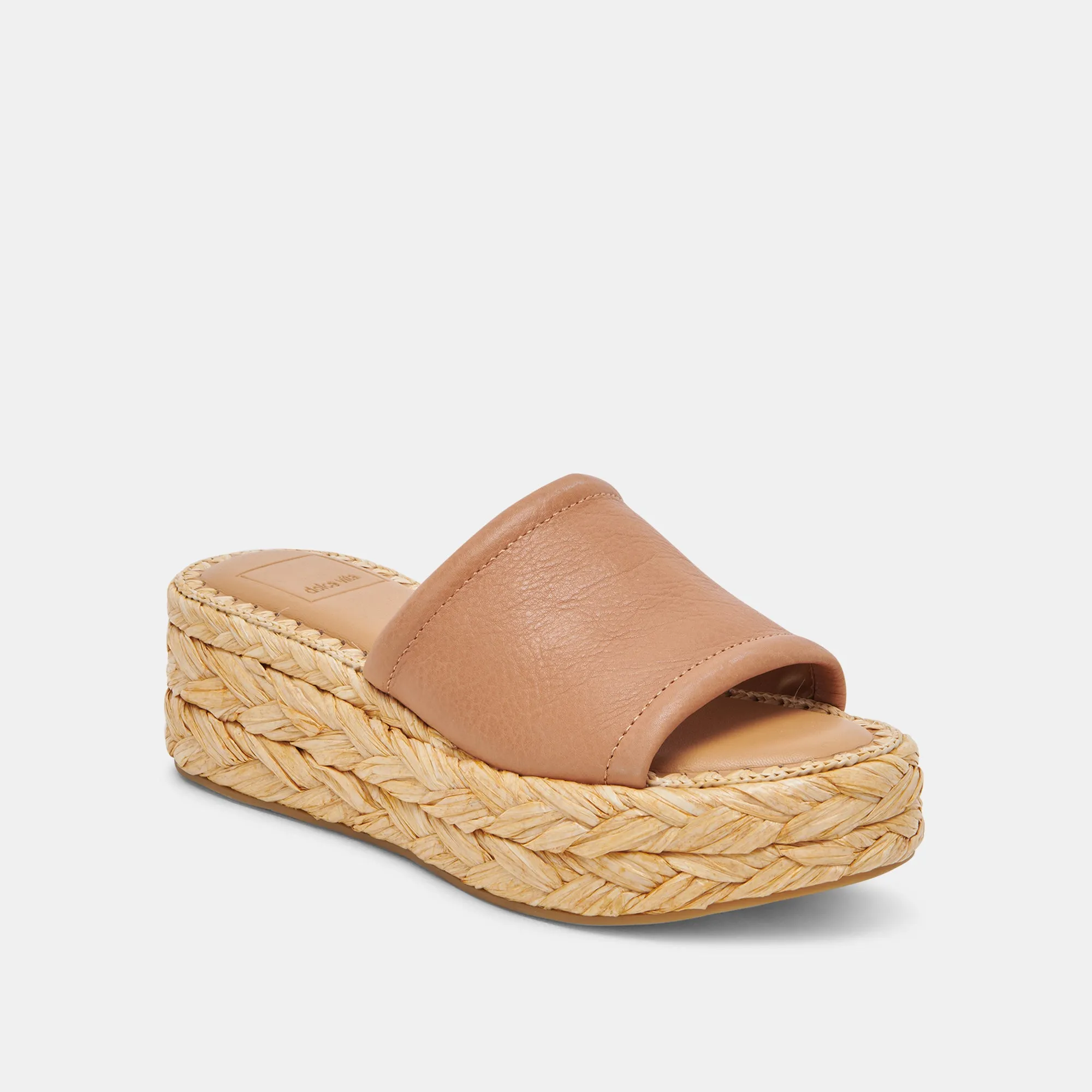 SANDALES LARGES CHAVI EN CUIR MIEL