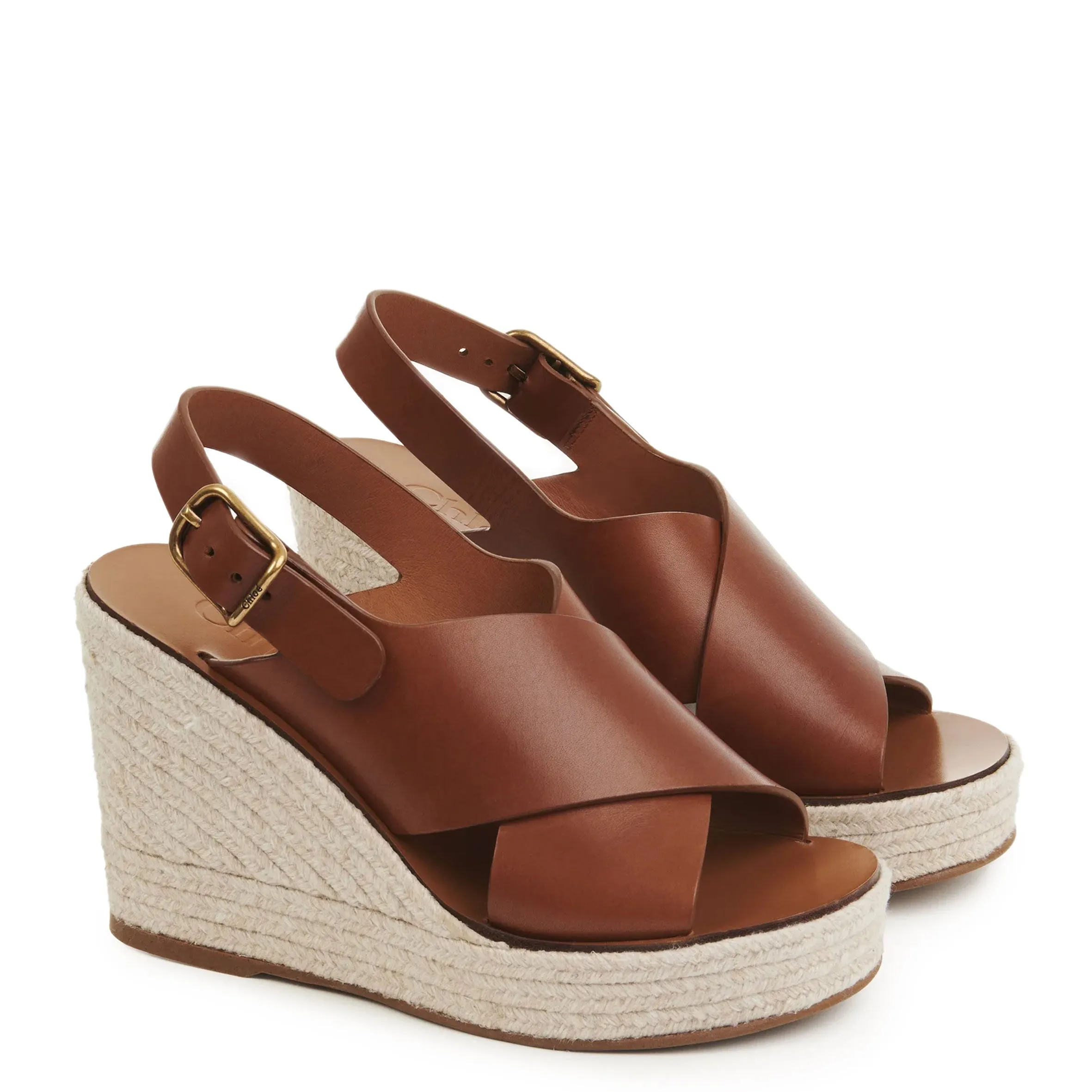 Chloé Escarpins Pary Espadrille à semelle compensée, Marron Gingembre