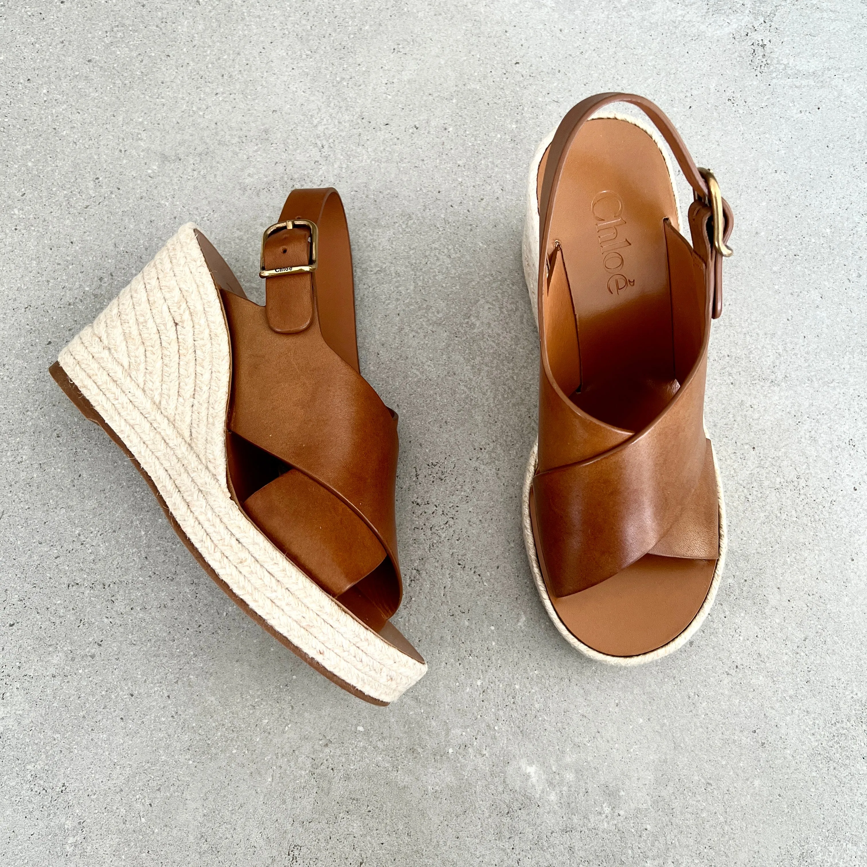Chloé Escarpins Pary Espadrille à semelle compensée, Marron Gingembre