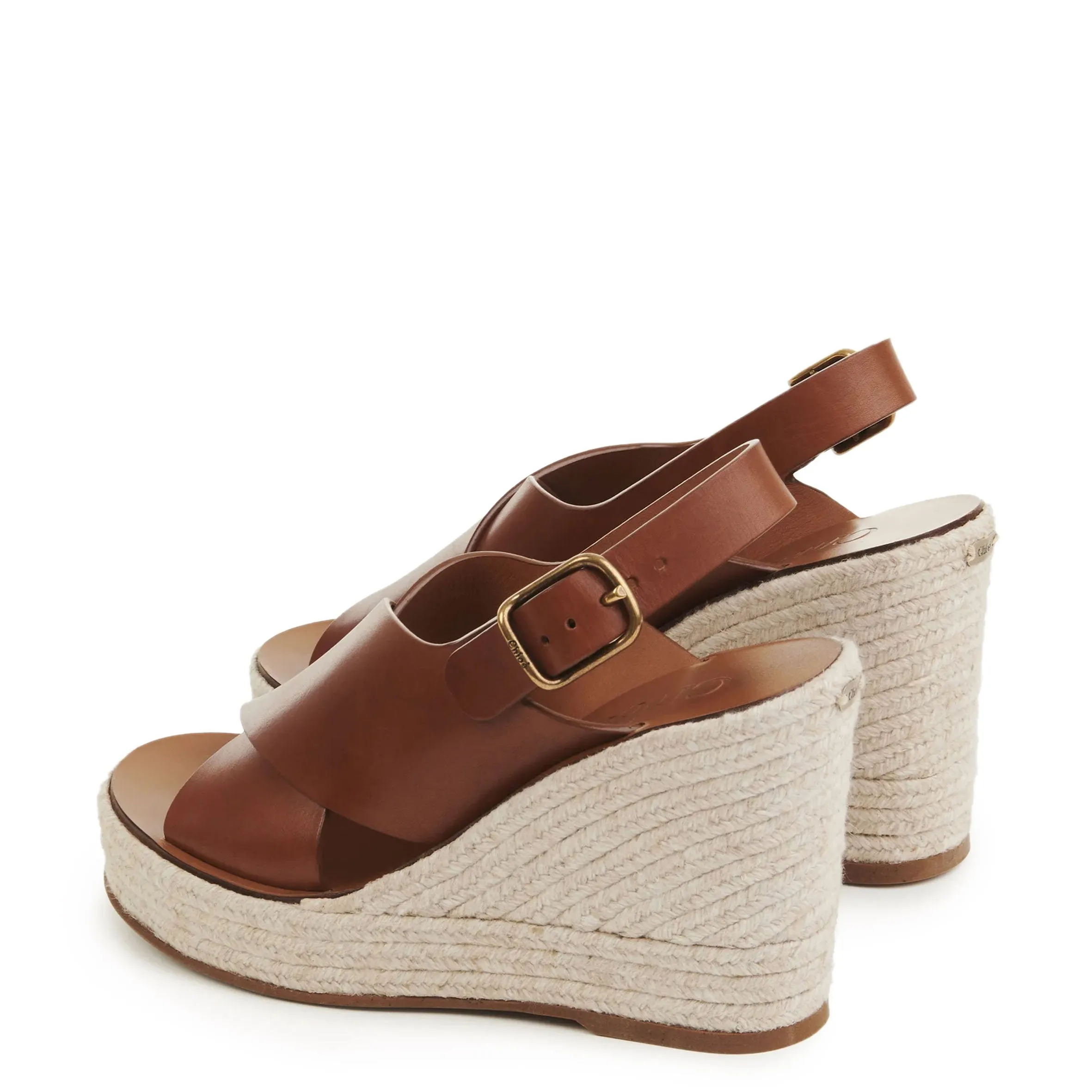 Chloé Escarpins Pary Espadrille à semelle compensée, Marron Gingembre