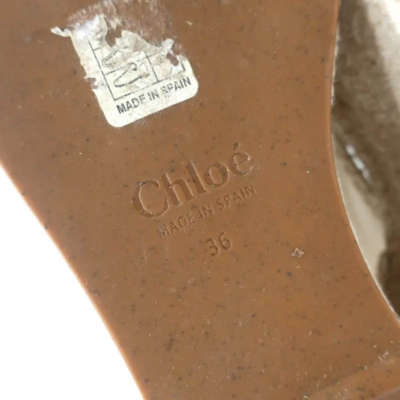 Chloé Lucinda Sandales à Plateforme Espadrilles en Cuir Ivoire Taille 36