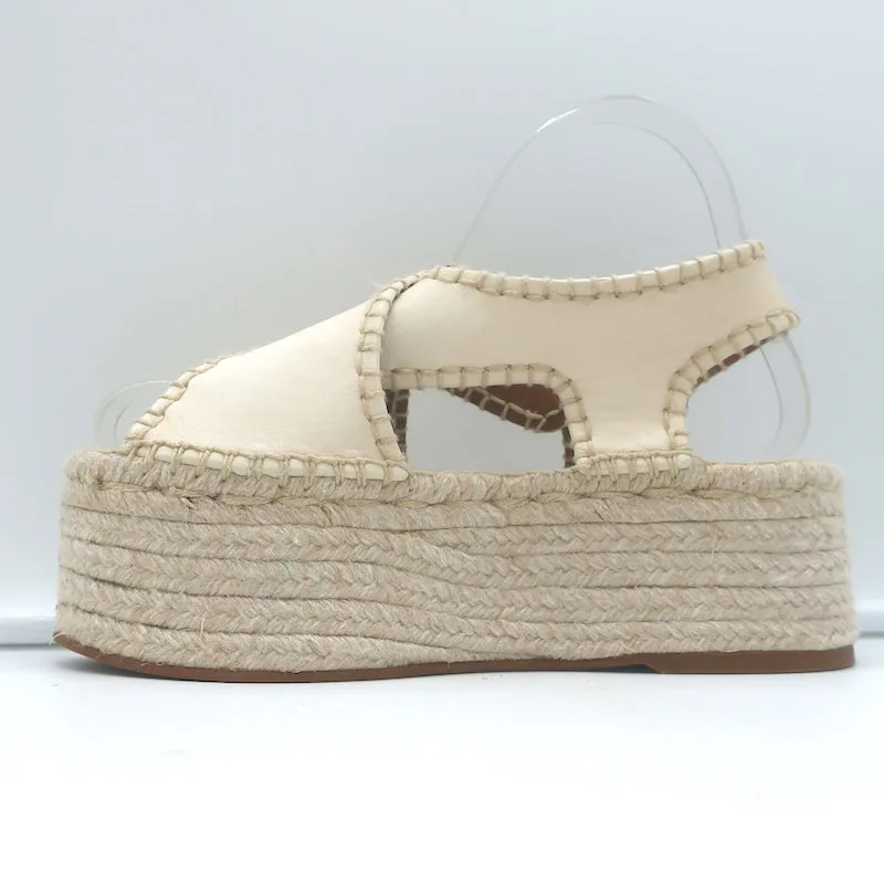 Chloé Lucinda Sandales à Plateforme Espadrilles en Cuir Ivoire Taille 36