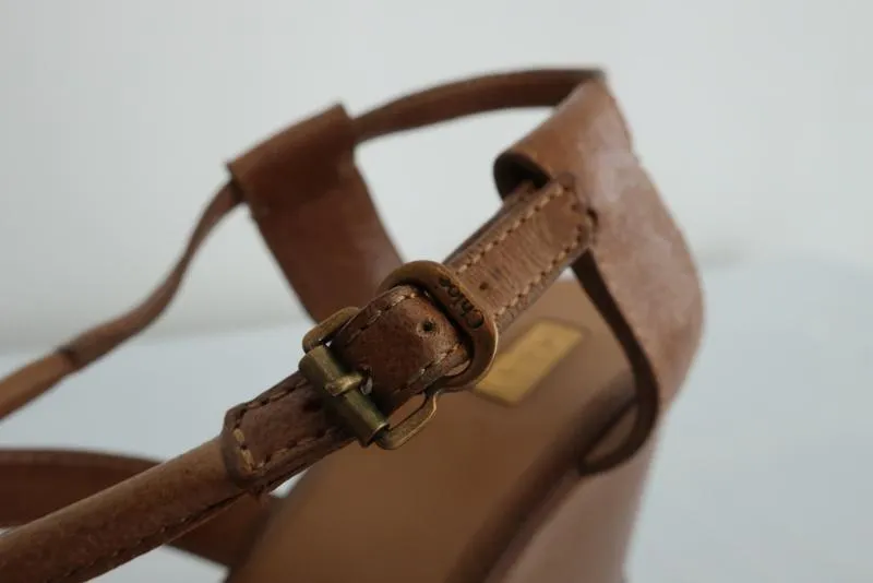 Sandales Plateforme Wedge Chloe en Cuir Beige Taille 40 à Talon Compensé