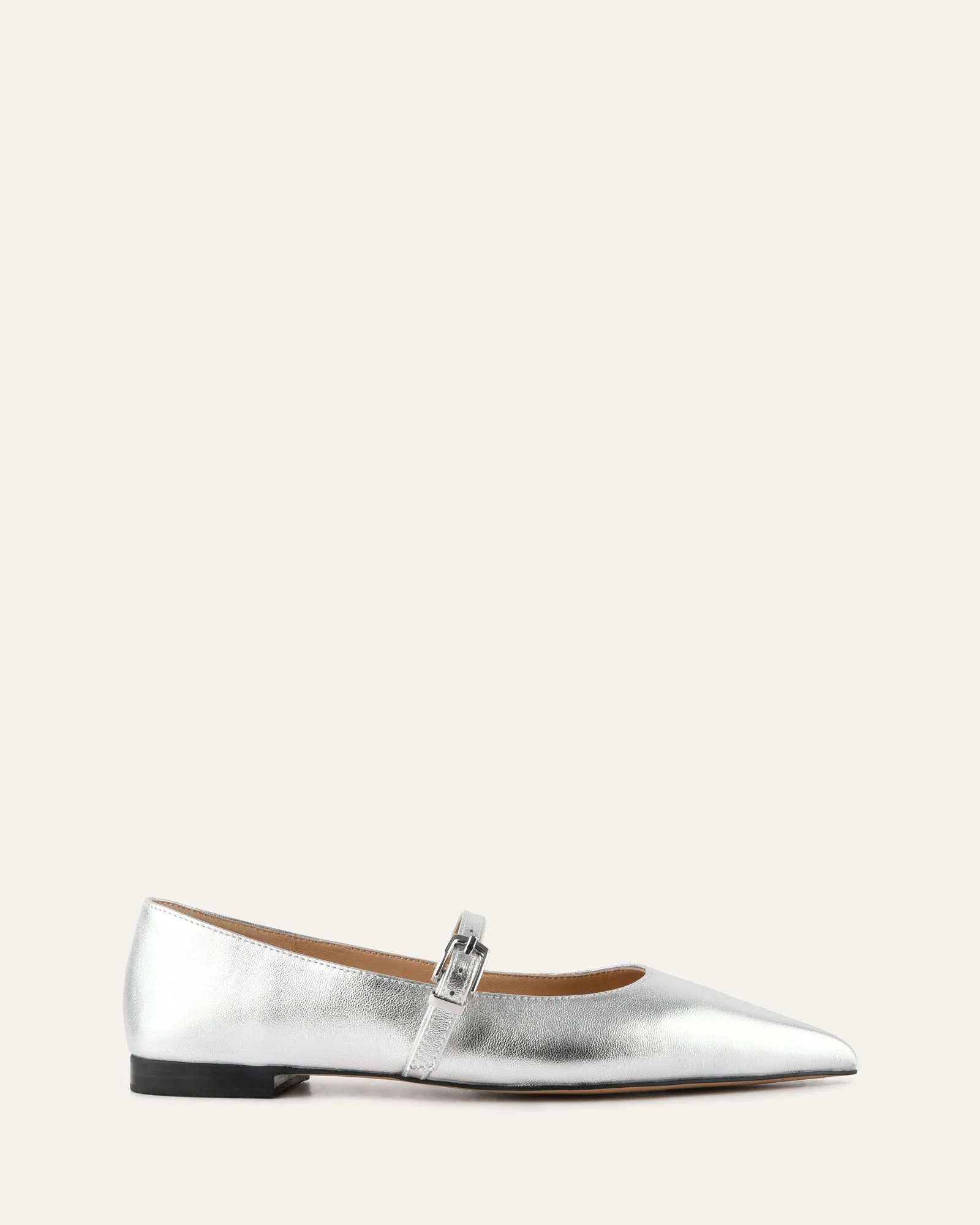 DILARIA ROBE BALLERINES CUIR ARGENTÉ