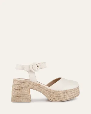 DINA ESCARPINS À TALONS HAUTS EN CUIR BLANC CASSÉ