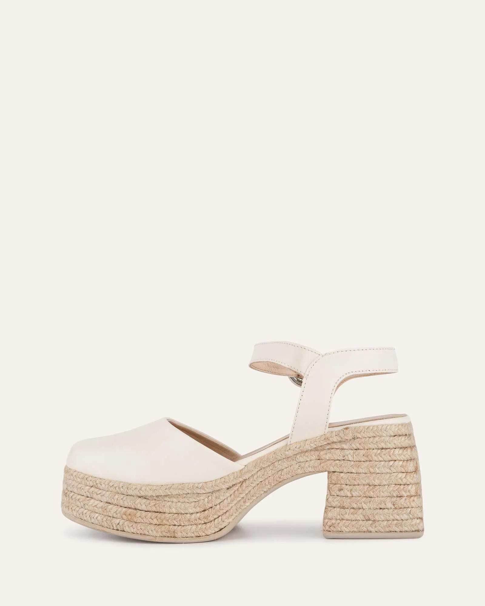 DINA ESCARPINS À TALONS HAUTS EN CUIR BLANC CASSÉ